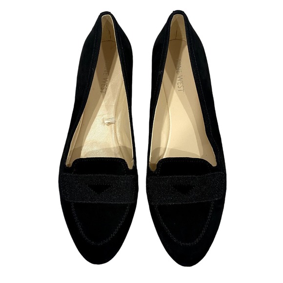 Black Suede Zappoli Loafer Ballet Flats by NINE WEST Size 8.5M - Picture 1 of 11